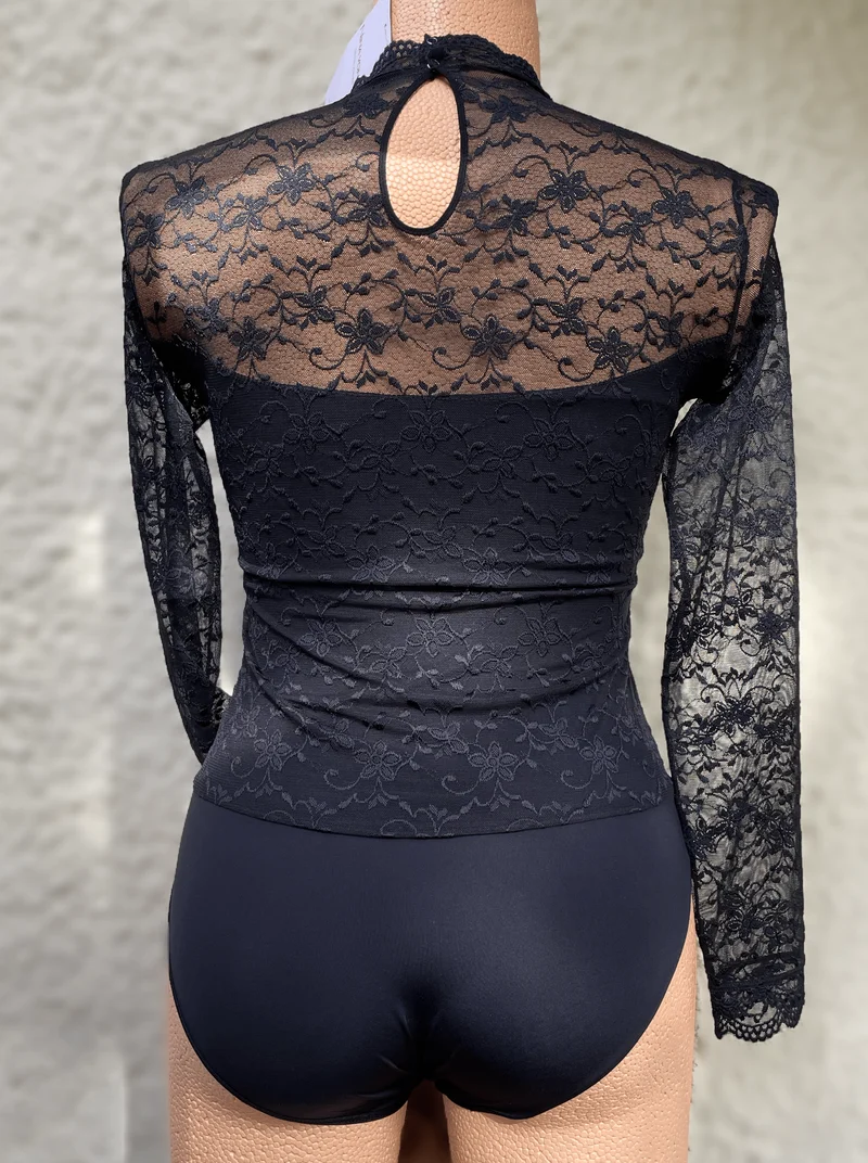 Trachtenbluse, Body Blusenbody, schwarz, Nina von C., hochgeschlossen