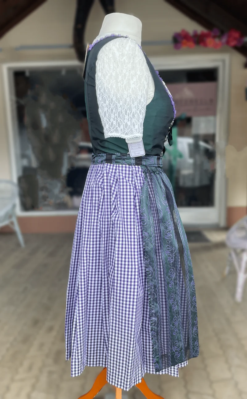 Dirndl Hammerschmid, Midi 70 cm, lila grün, kariert