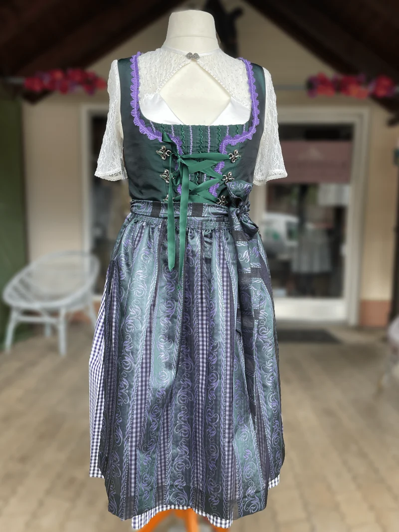 Dirndl Hammerschmid, Midi 70 cm, lila grün, kariert