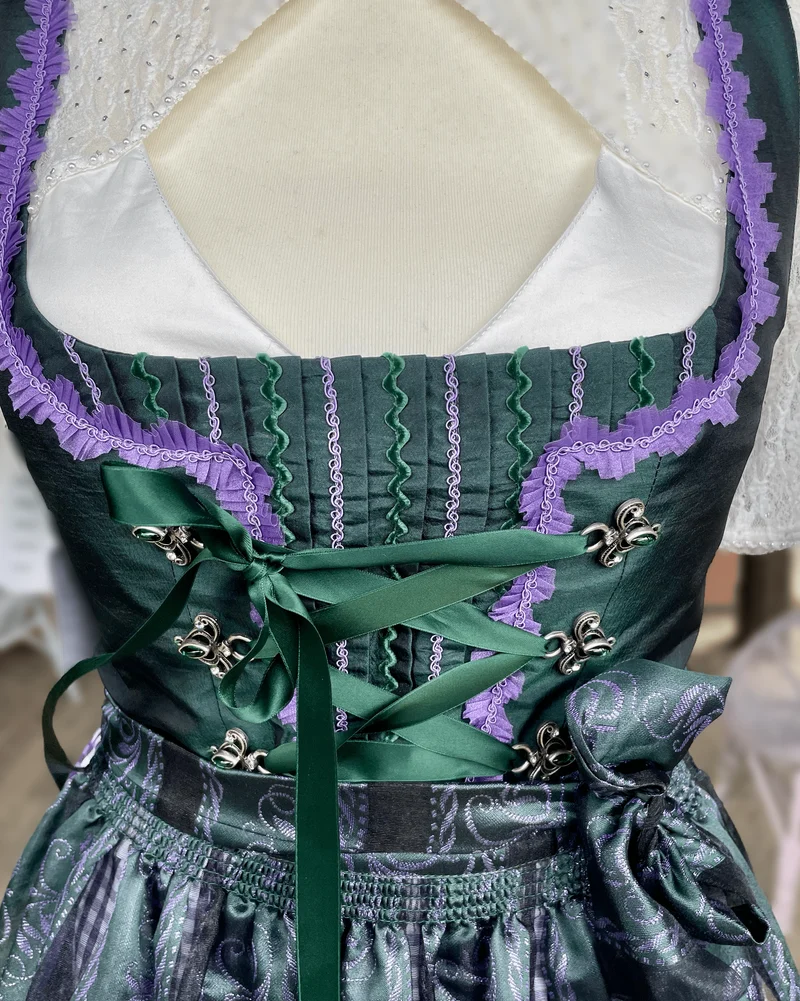 Dirndl Hammerschmid, Midi 70 cm, lila grün, kariert