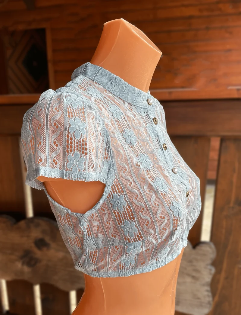 Dirndlbluse Krüger Madl, Lavina, hell blau, hochgeschlossen