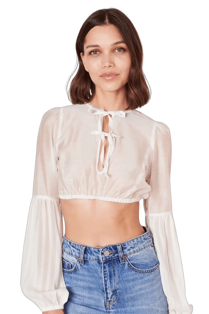 Dirndlbluse Krüger Collection, Dilara, hochgeschlossen, langarm, ecru