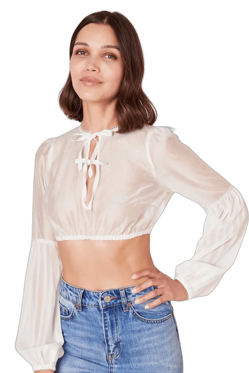 Dirndlbluse Krüger Collection, Dilara, hochgeschlossen, langarm, ecru