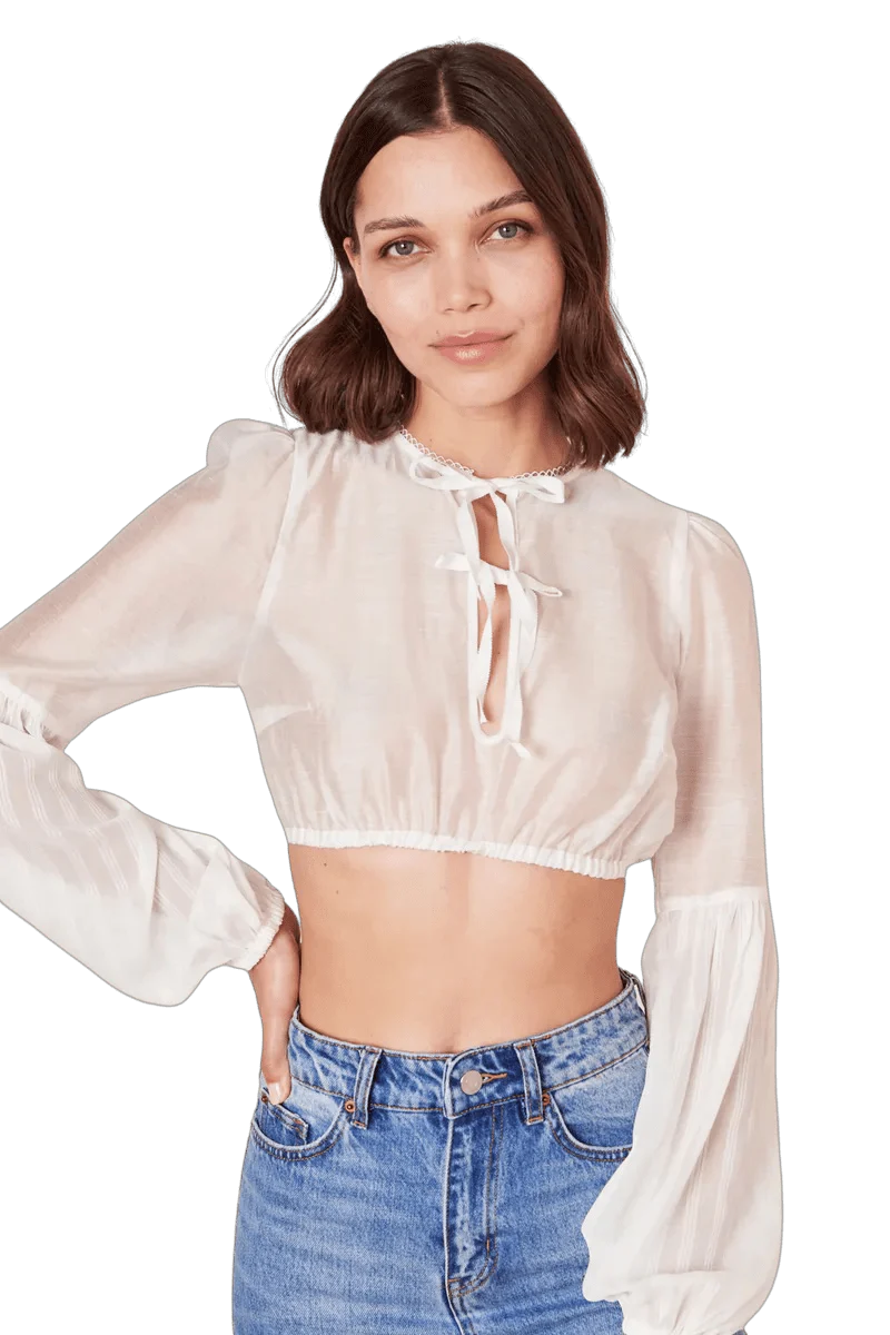 Dirndlbluse Krüger Collection, Dilara, hochgeschlossen, langarm, ecru