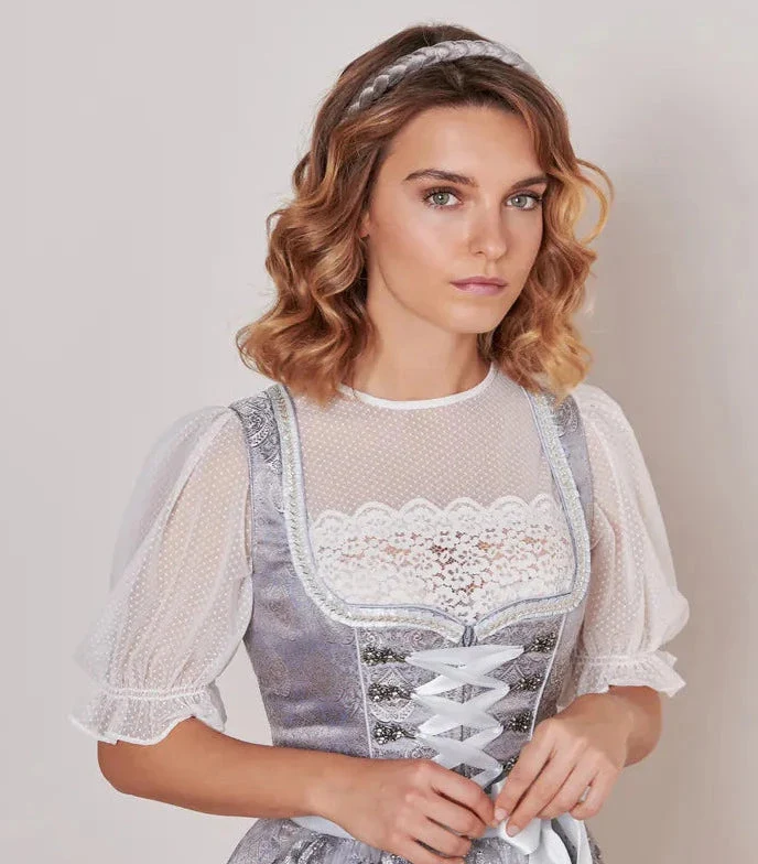 Dirndlbluse Krüger Madl, Keona, ecru, hochgeschlossen, Puffärmel