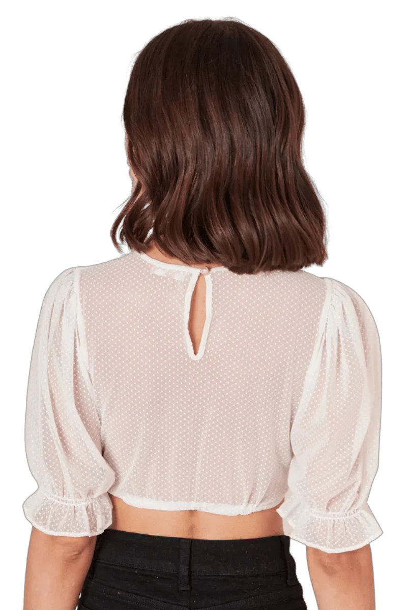 Dirndlbluse Krüger Madl, Keona, ecru, hochgeschlossen, Puffärmel