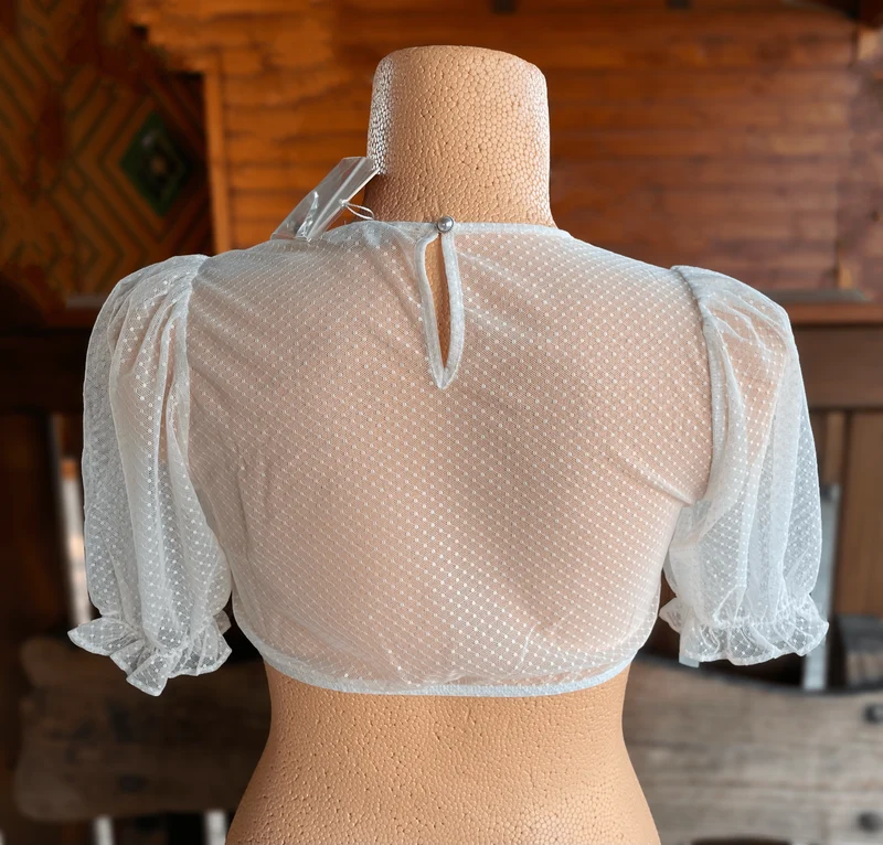 Dirndlbluse Krüger Madl, Keona, ecru, hochgeschlossen, Puffärmel