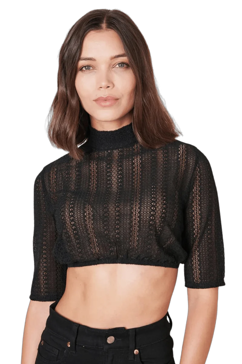 Dirndlbluse Krüger Collection, Klea, hochgeschlossen, schwarz