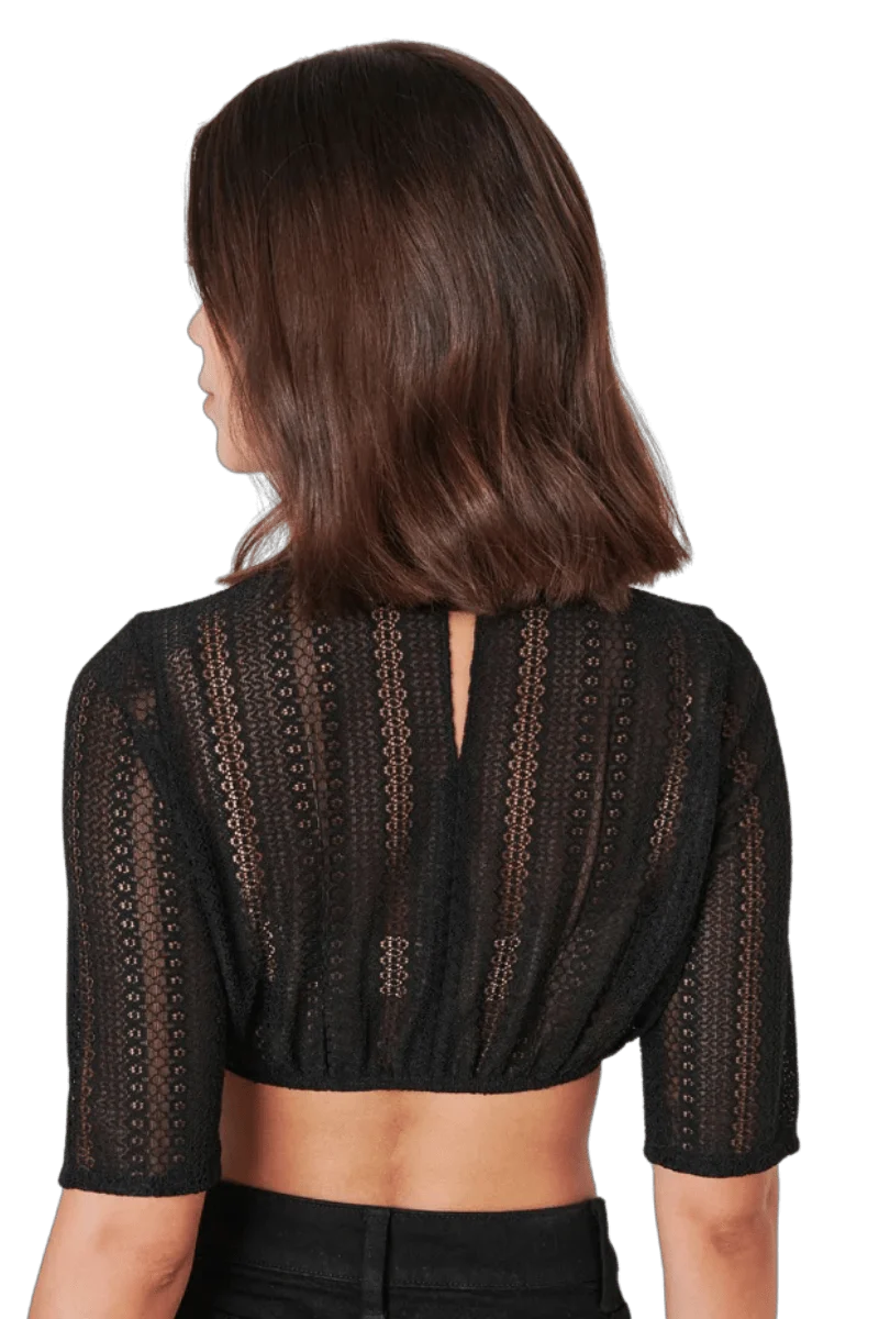Dirndlbluse Krüger Collection, Klea, hochgeschlossen, schwarz