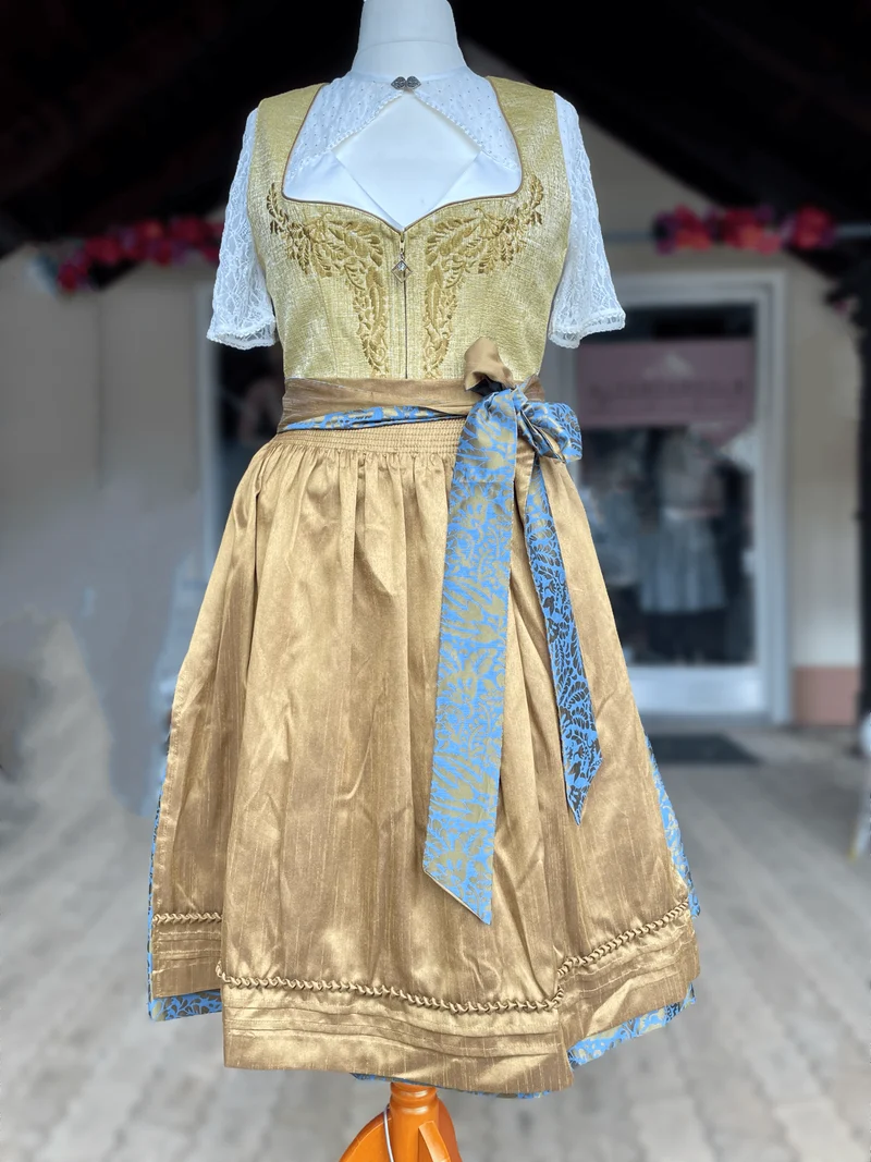 Dirndl Krüger Collections, Odilia, Midi 70 cm, gelb, blau, Gr. 40