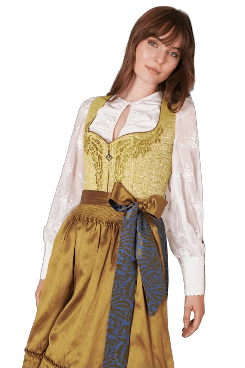 Dirndl Krüger Collections, Odilia, Midi 70 cm, gelb, blau, Gr. 40
