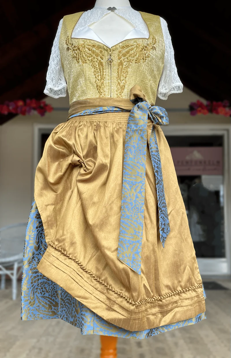Dirndl Krüger Collections, Odilia, Midi 70 cm, gelb, blau, Gr. 40