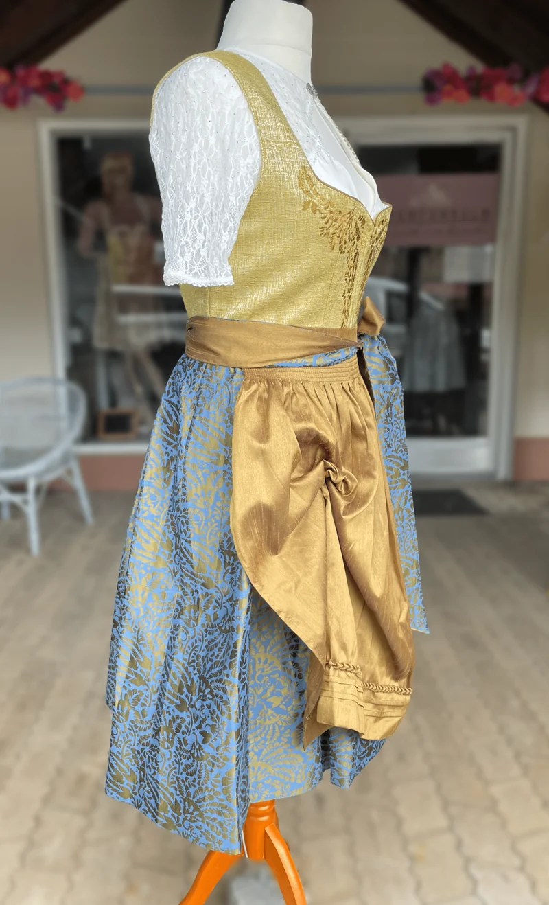 Dirndl Krüger Collections, Odilia, Midi 70 cm, gelb, blau, Gr. 40