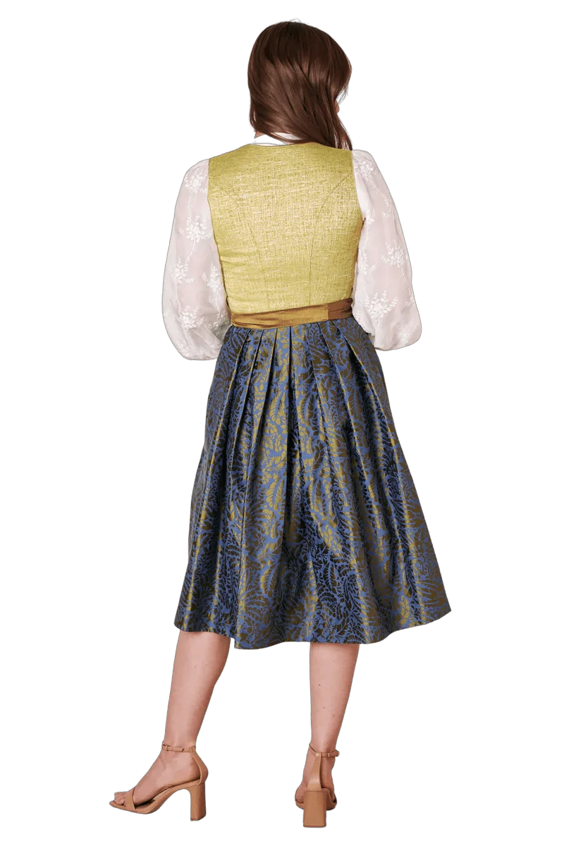 Dirndl Krüger Collections, Odilia, Midi 70 cm, gelb, blau, Gr. 40