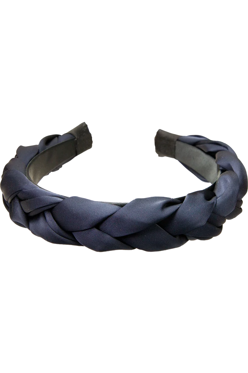 Damen Satin-Haarreif mit Flechtdesign - blau