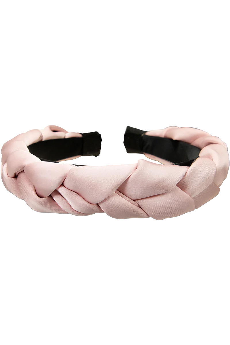 Damen Satin-Haarreif mit Flechtdesign - rosa