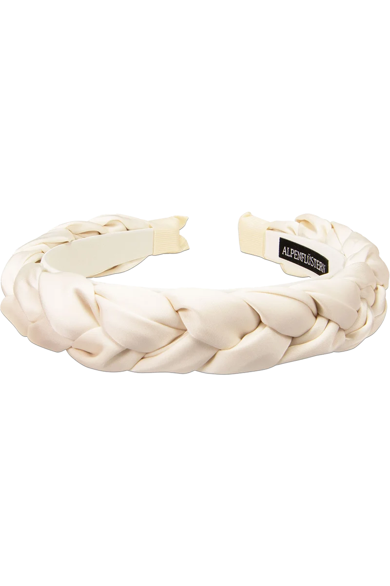 Damen Satin-Haarreif mit Flechtdesign - creme