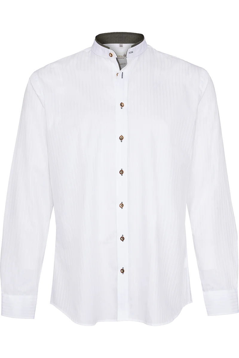 Herren Trachtenhemd Tailored Fit mit Webstreifen - weiß grün navy