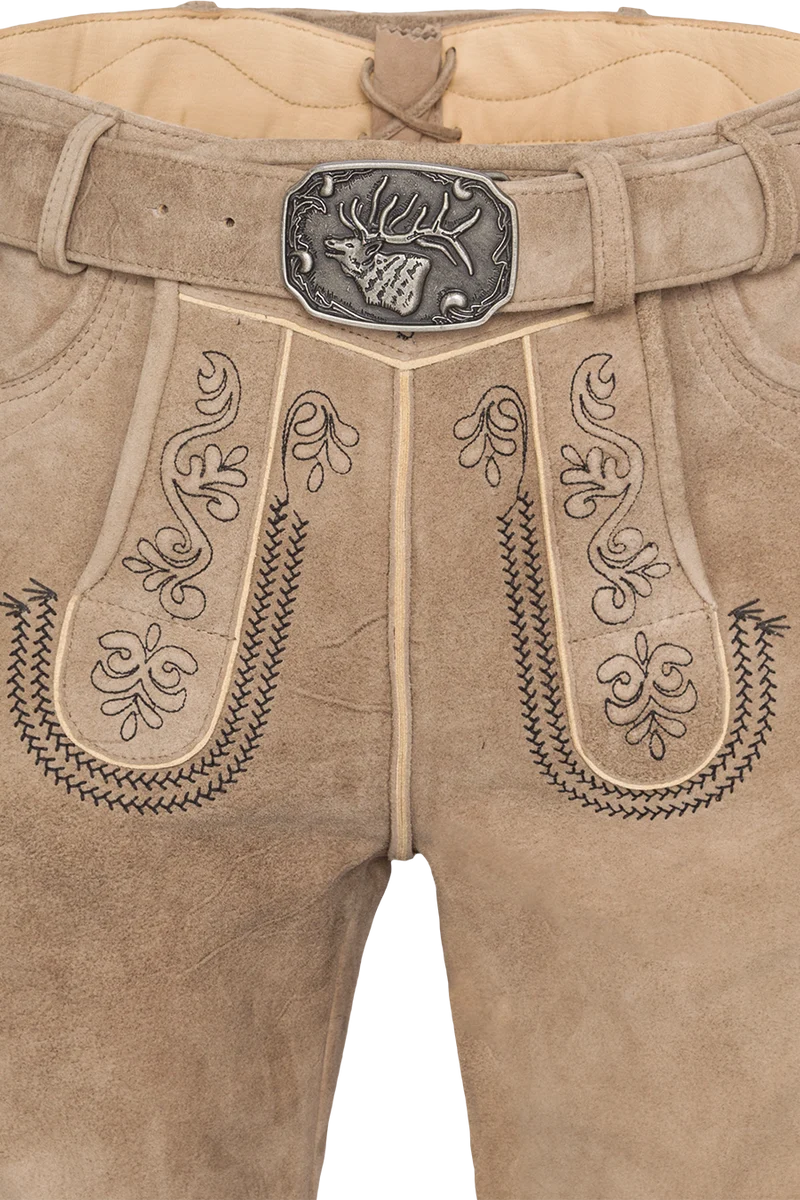 Herren Lederhose kurz mit Gürtel - linde schwarz