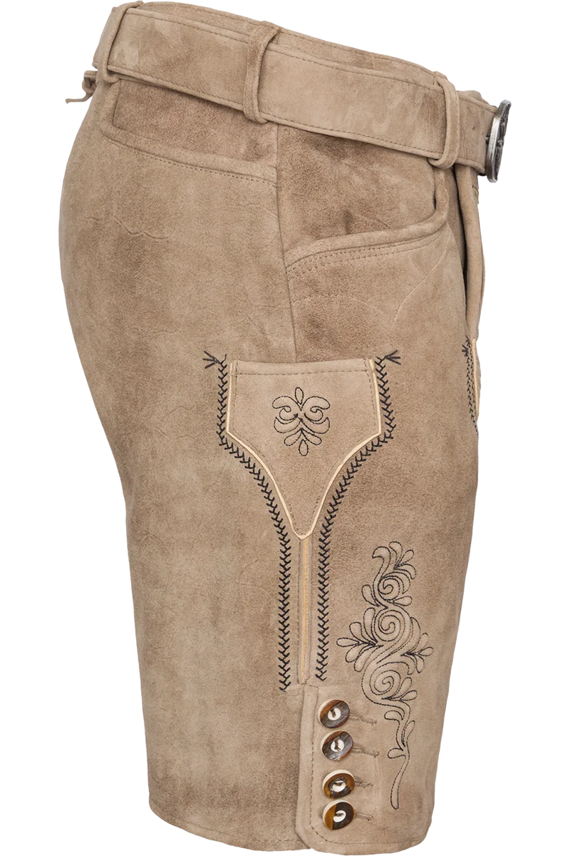 Herren Lederhose kurz mit Gürtel - linde schwarz