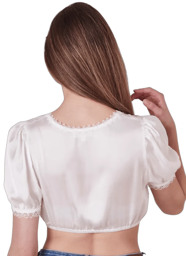 Dirndlbluse Krüger Collections, Majella, ecru, Puffärmel Satin