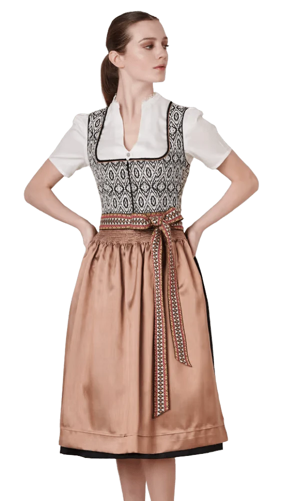 Dirndl Krüger Collections, Euphemina 70cm, schwarz, lachs, Kupfer