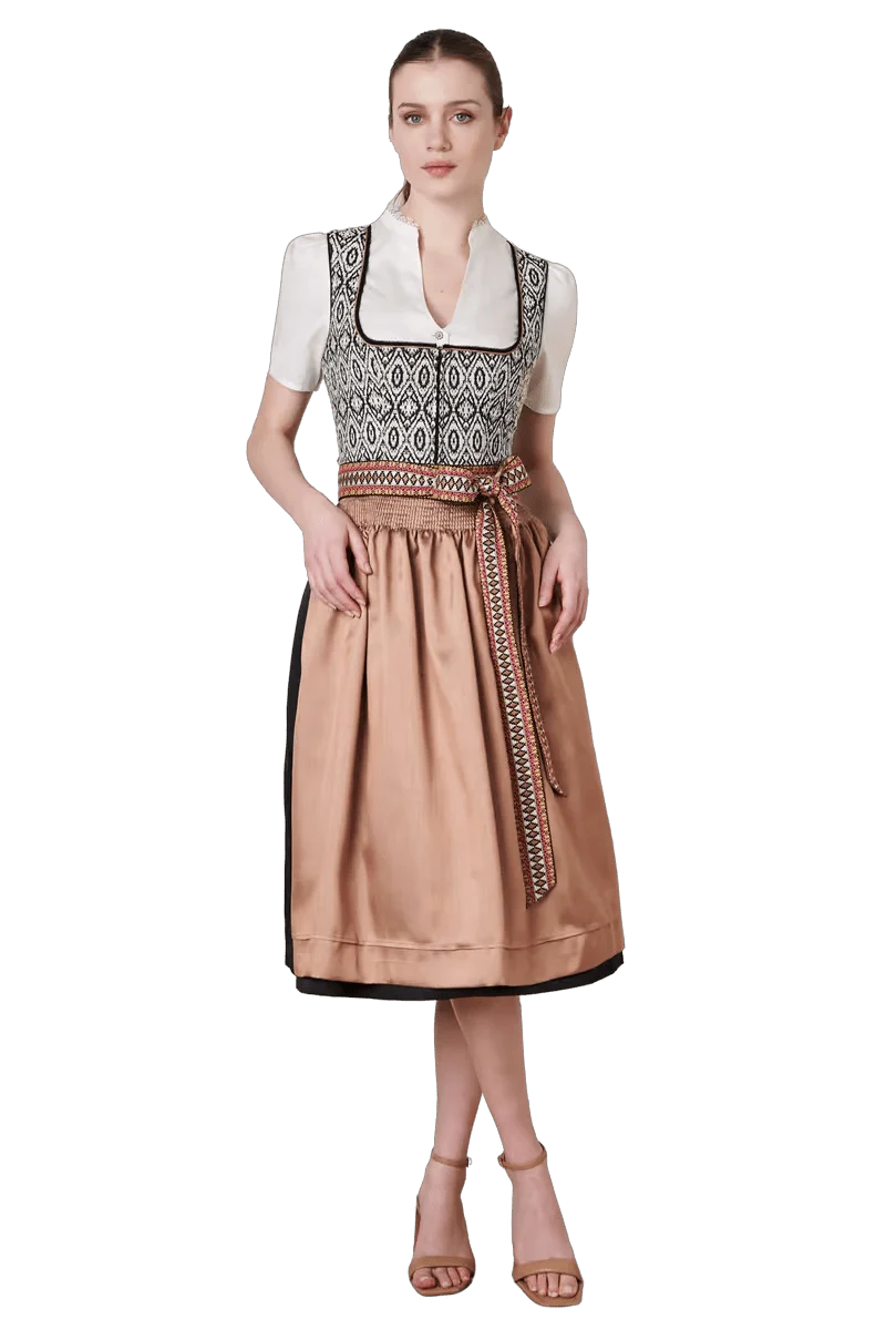 Dirndl Krüger Collections, Euphemina 70cm, schwarz, lachs, Kupfer
