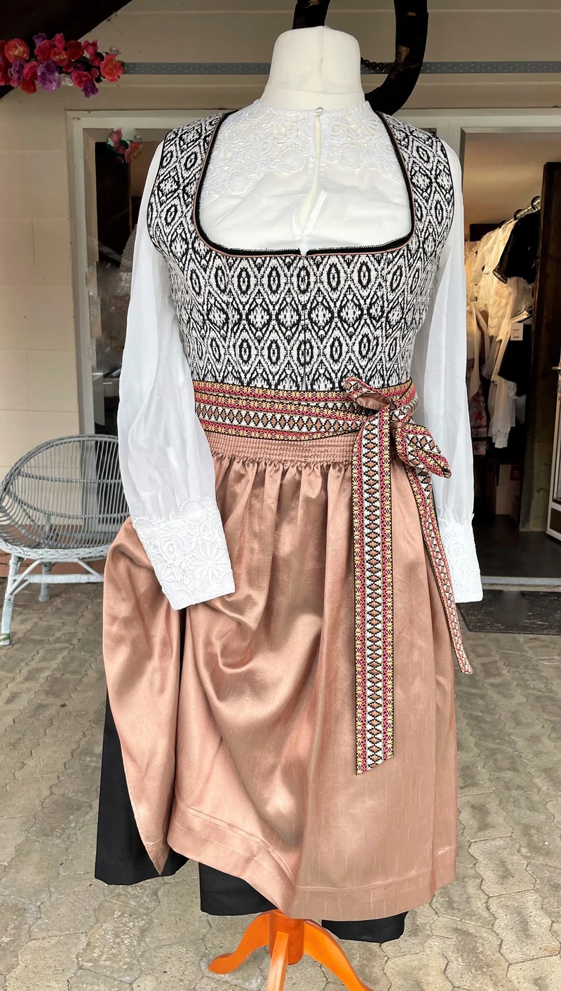 Dirndl Krüger Collections, Euphemina 70cm, schwarz, lachs, Kupfer