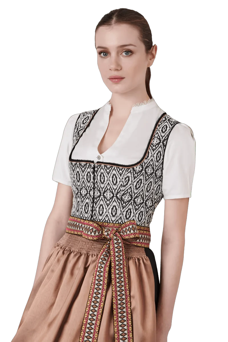 Dirndl Krüger Collections, Euphemina 70cm, schwarz, lachs, Kupfer