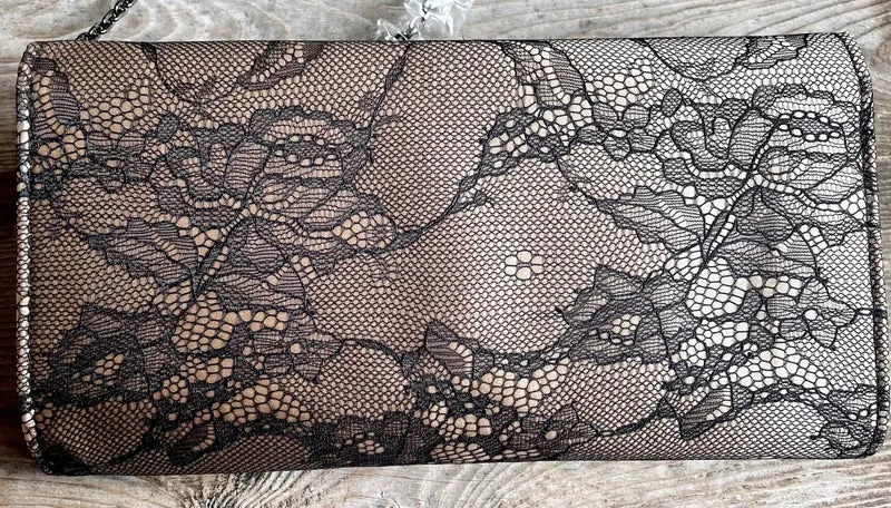 Handtasche, Umhängetasche, Menbur, schwarz, ecru Spitze