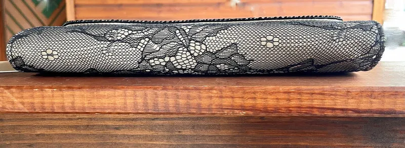 Handtasche, Umhängetasche, Menbur, schwarz, ecru Spitze