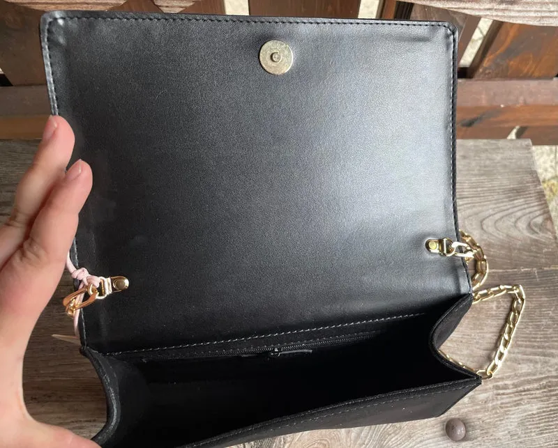 Handtasche, Umhängetasche, Menbur, schwarz Wildleder