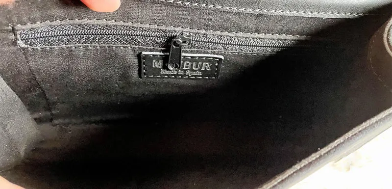 Handtasche, Umhängetasche, Menbur, schwarz Wildleder