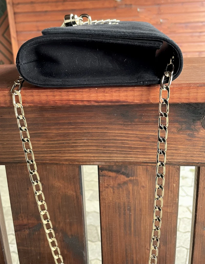 Handtasche, Umhängetasche, Menbur, schwarz Wildleder