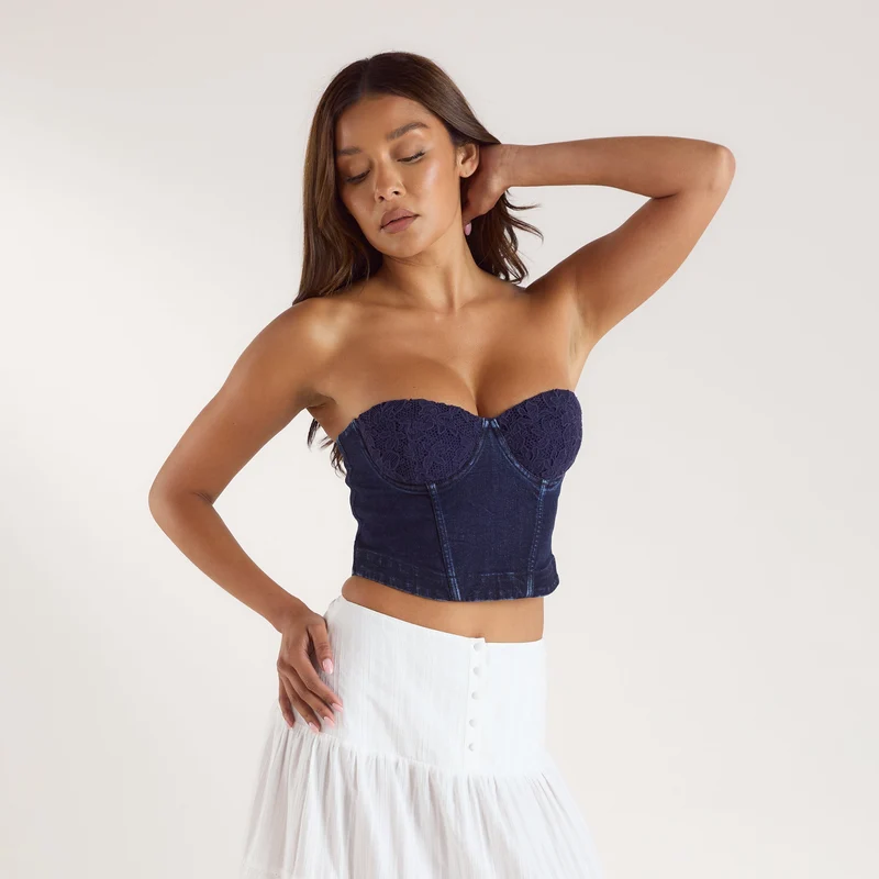 Denim Korsett-Oberteil - Indigo