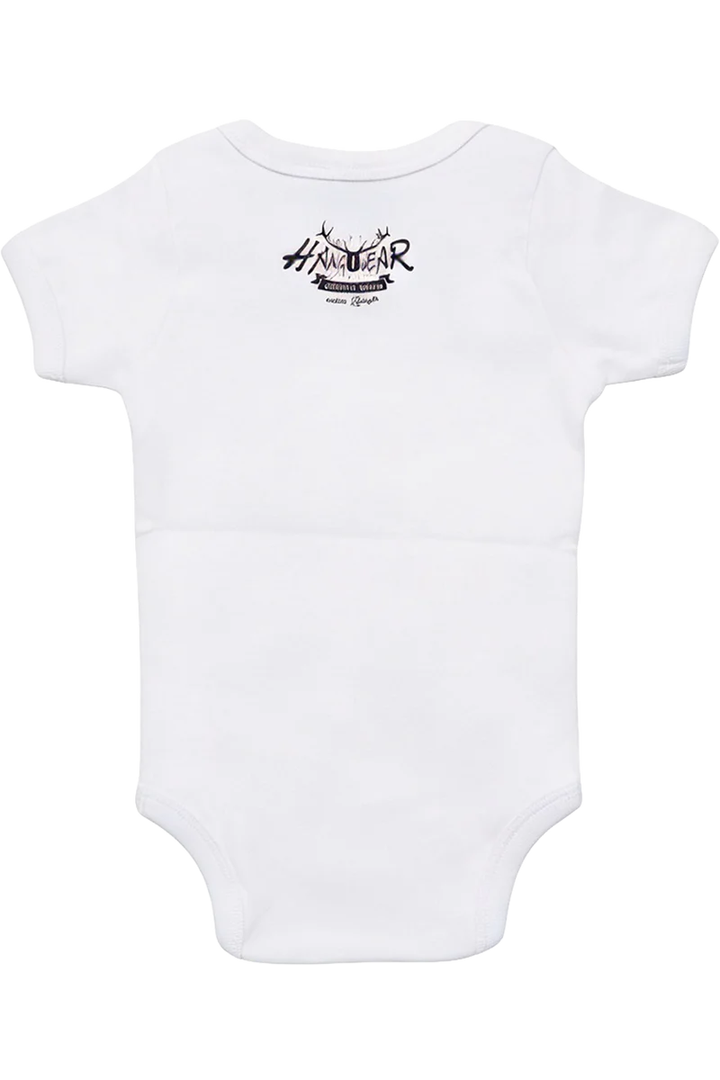 Babybody mit Kuhmotiv und Schleifen - weiß