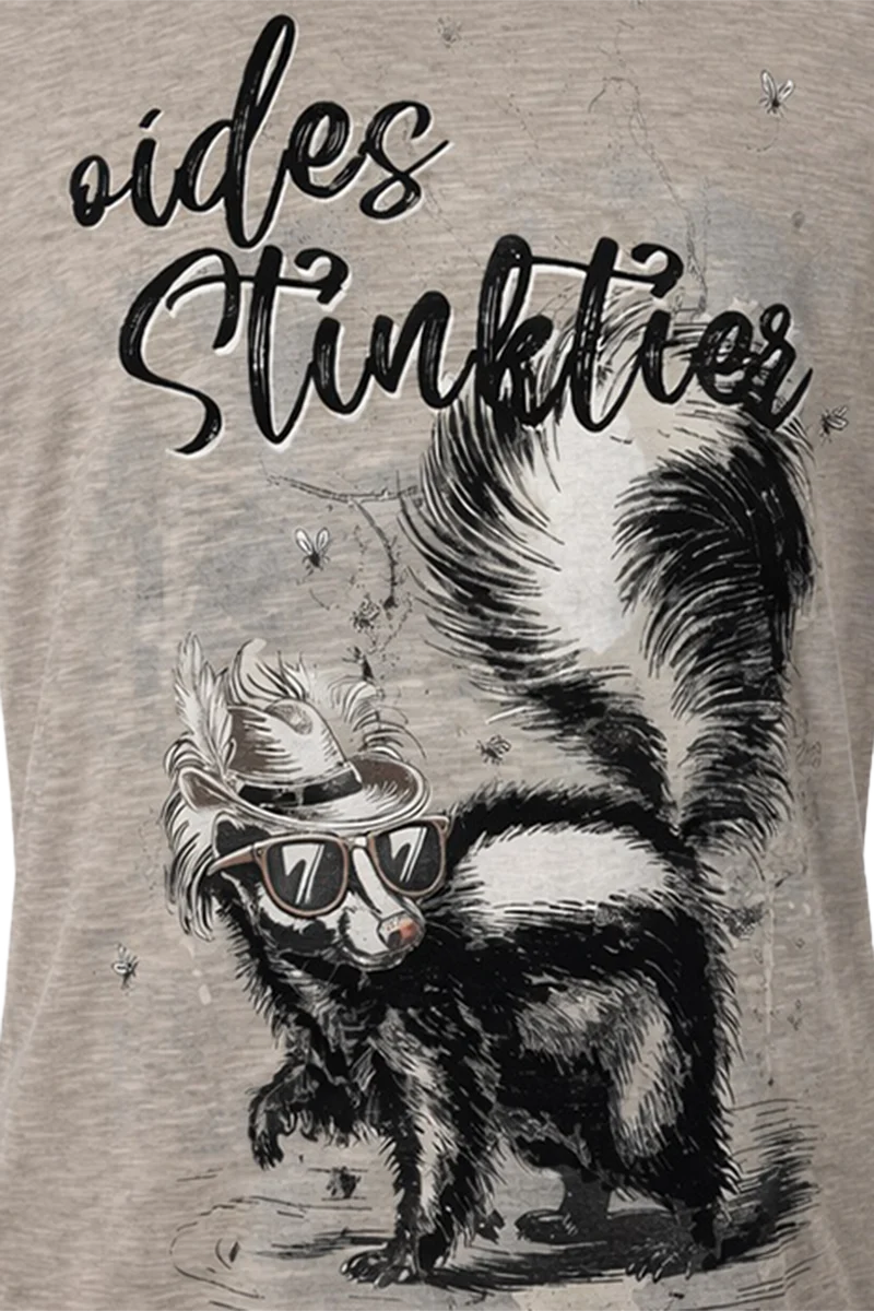 Herren Trachtenshirt mit Stinktiermotiv - hellbraun