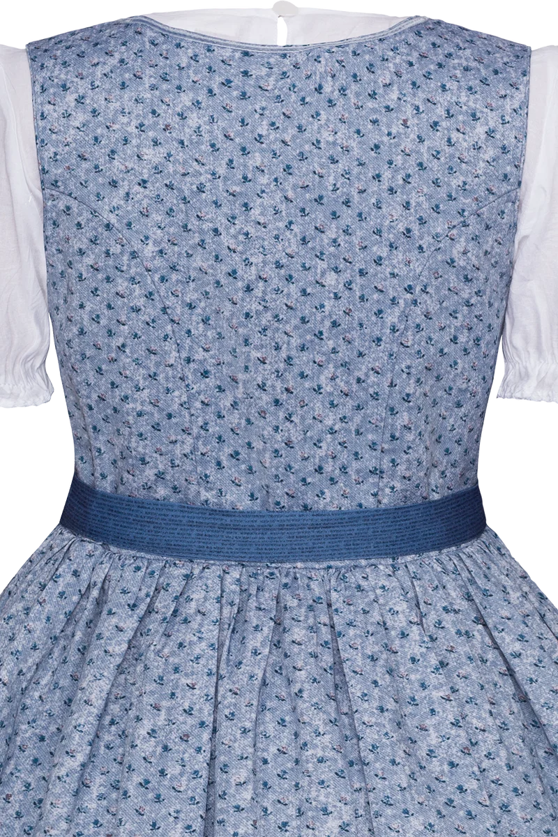 Kinderdirndl aus Baumwolle mit Blumenmuster - salzburger blau