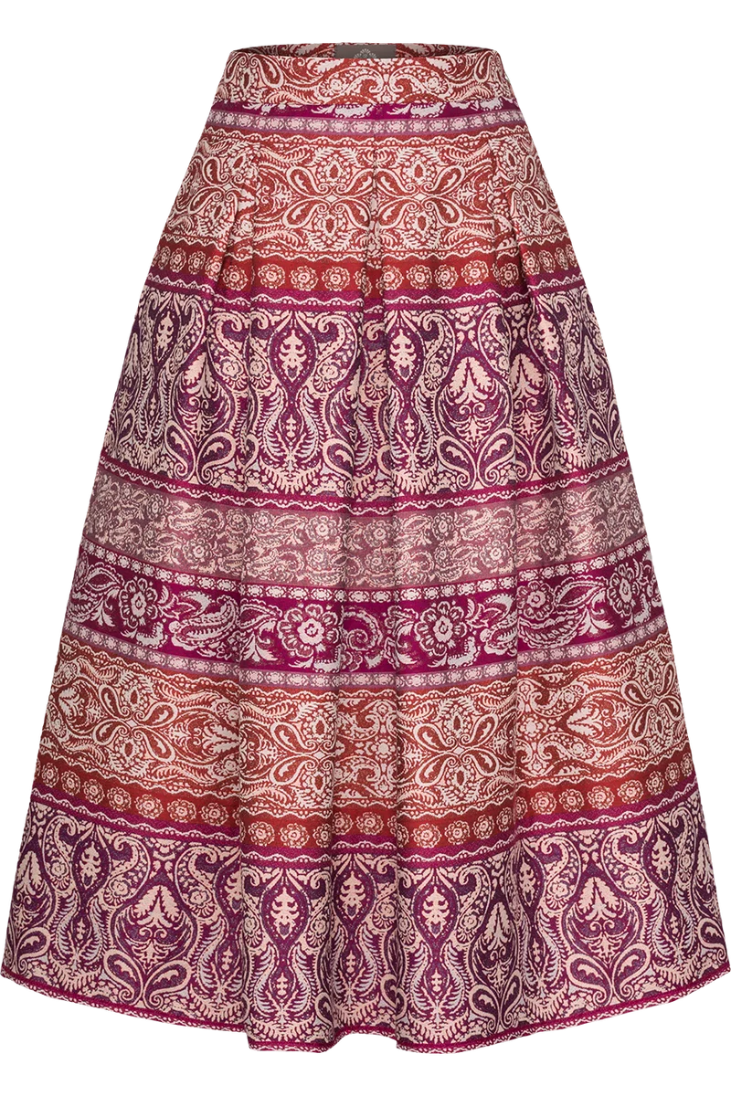 Trachtenrock lang mit Viskose und Paisleydesign - beere