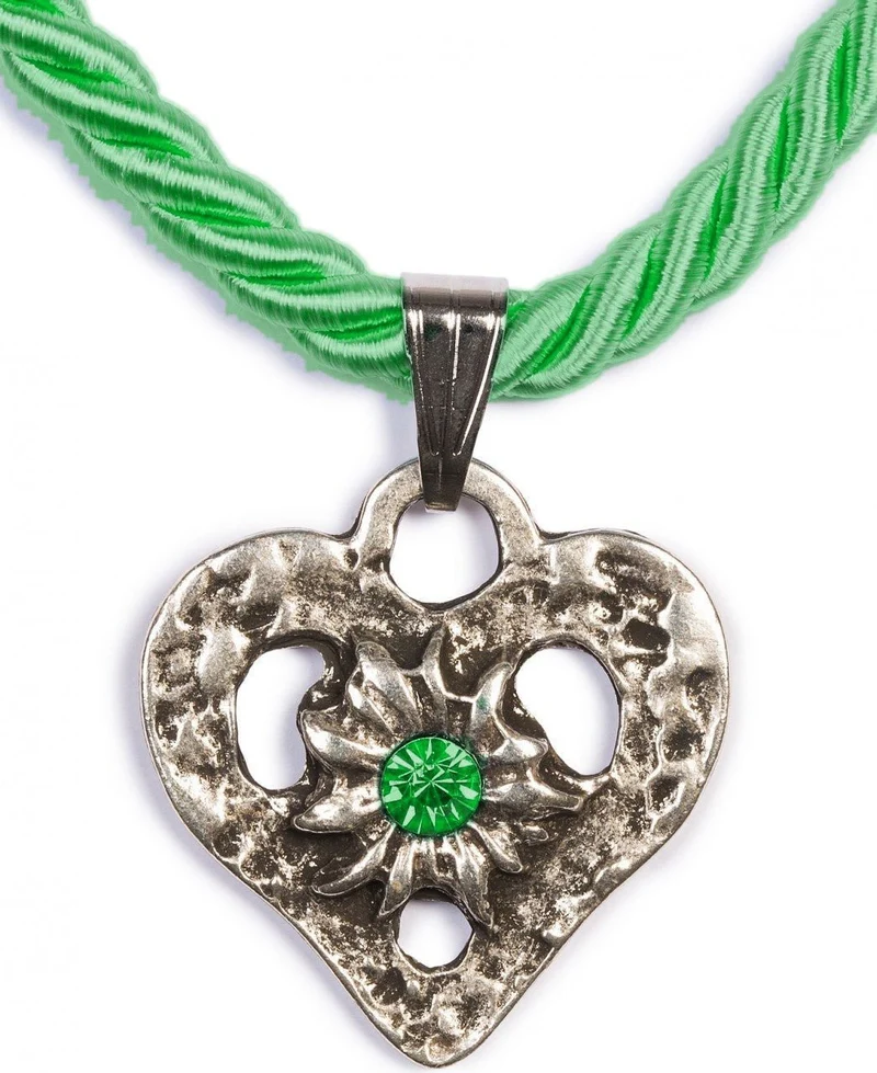 Kordelkette Herz mit Stein
