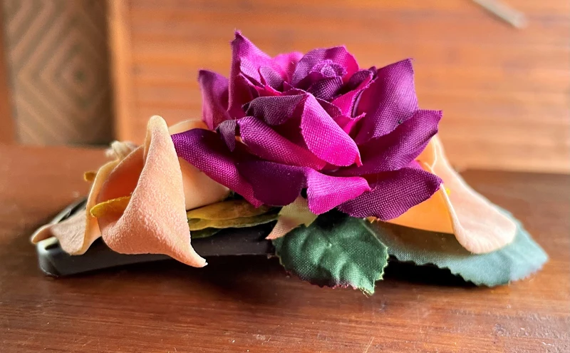 Haarschmuck, Haarkamm, Braut, Dirndl, Blüten, orange lila
