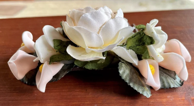 Haarschmuck, Haarkamm, Braut, Dirndl, Blüten, weiß, lachs
