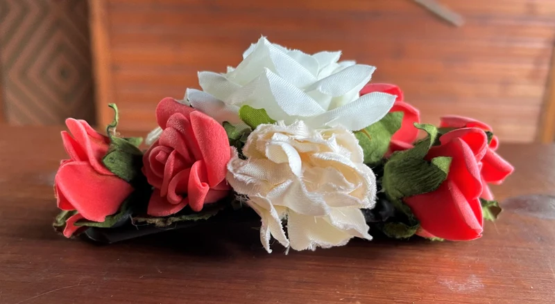 Haarschmuck, Haarkamm, Braut, Dirndl, Blüten, rot, orange, weiß
