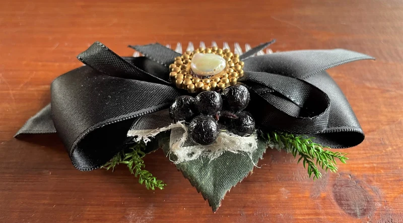 Haarschmuck, Haarkamm, Braut, Dirndl, Satin, Schwarz