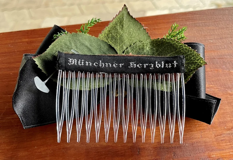 Haarschmuck, Haarkamm, Braut, Dirndl, Satin, Schwarz