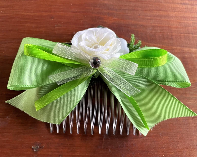 Haarschmuck, Haarkamm, Braut, Dirndl, Satin, grün