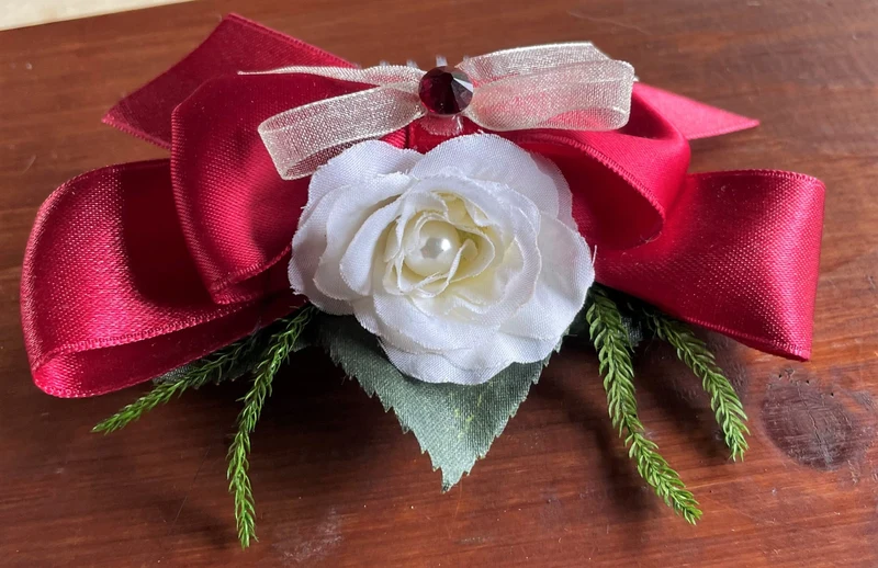 Haarschmuck, Haarkamm, Braut, Dirndl, Satin, rot