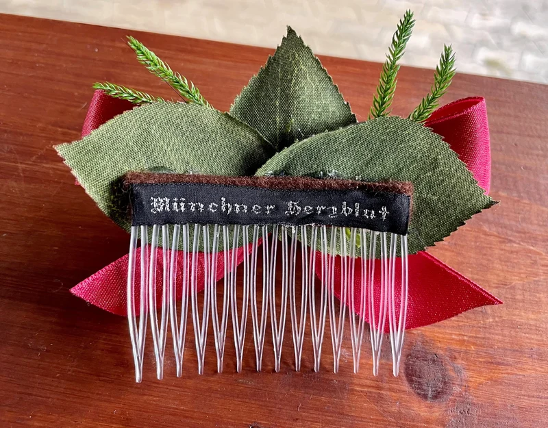Haarschmuck, Haarkamm, Braut, Dirndl, Satin, rot