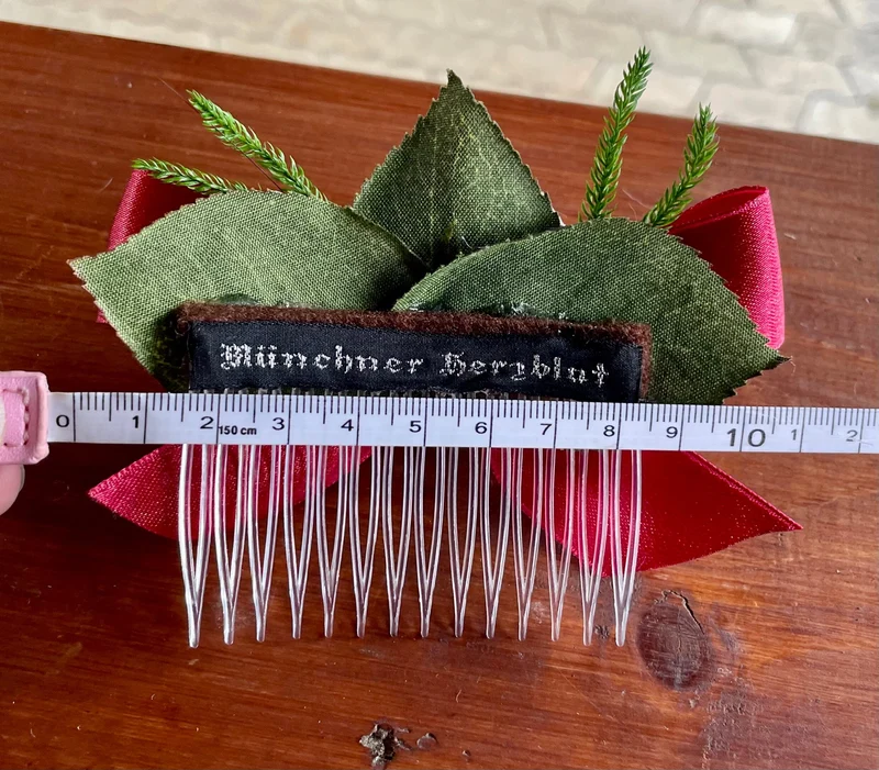 Haarschmuck, Haarkamm, Braut, Dirndl, Satin, rot