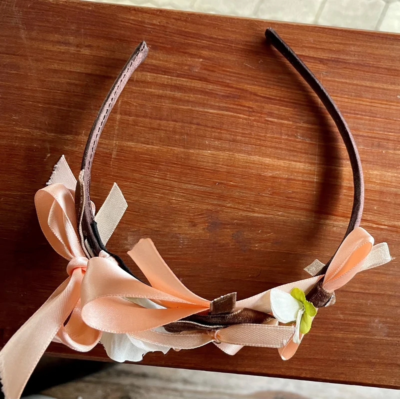 Haarschmuck, Haarreifen Blüten, Lachs, Braut, Dirndl, Satin